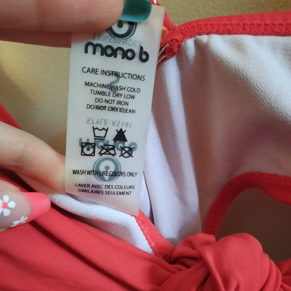 NWT Mono B Red Cutout Tie Front One Piece - Picture 5 of 12